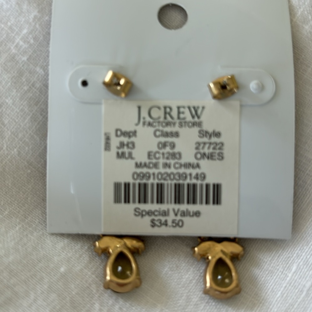 J crew factory topaz colored gemstone earrings - Picture 3 of 5